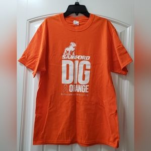 SAMFORD UNIVERSITY Orange & White DIG ORANGE breast cancer awareness Tshirt